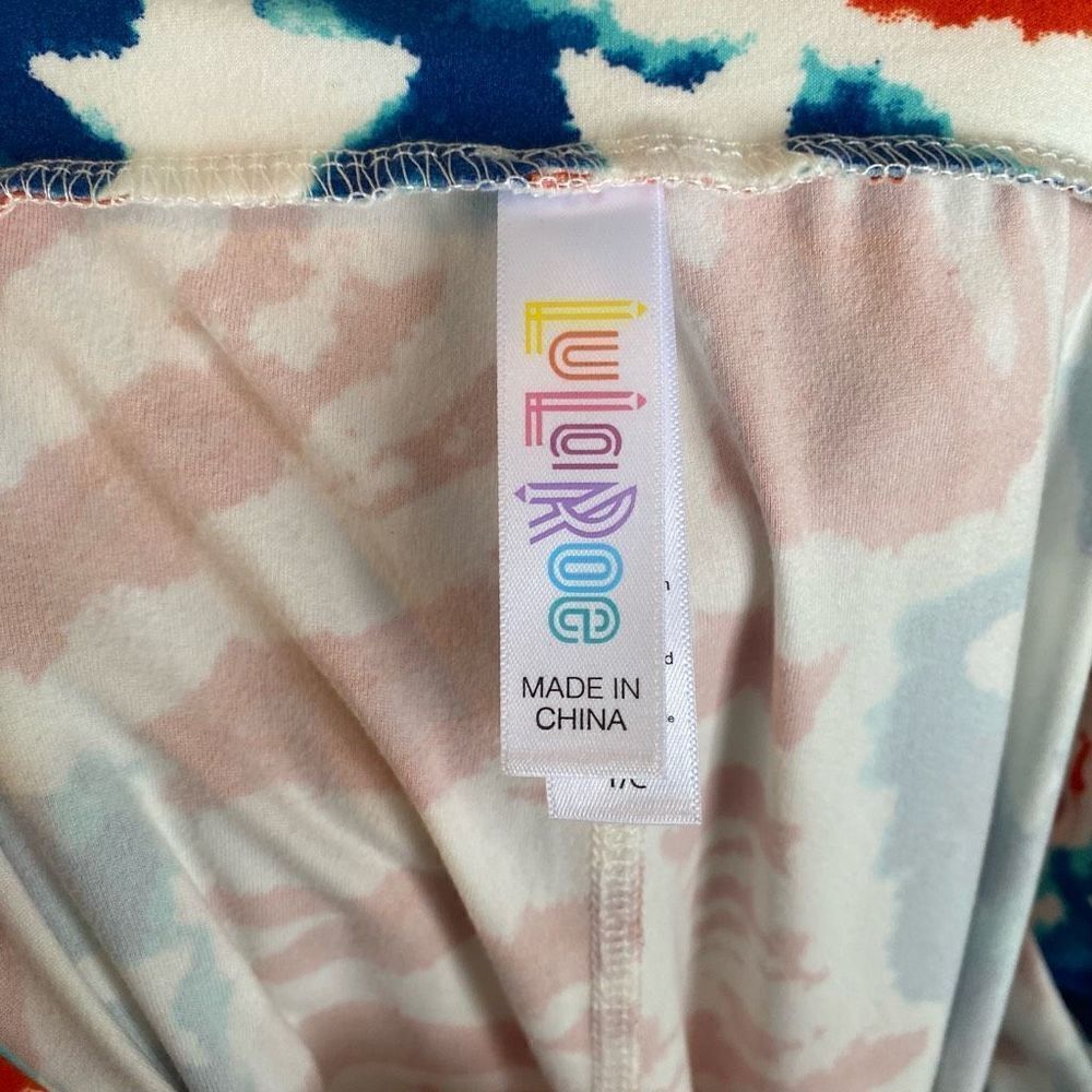LuLaRoe TC Tall Curvy Patriotic Tie Dye Stars Red White Blue Leggings NWOT NEW - Picture 5 of 6